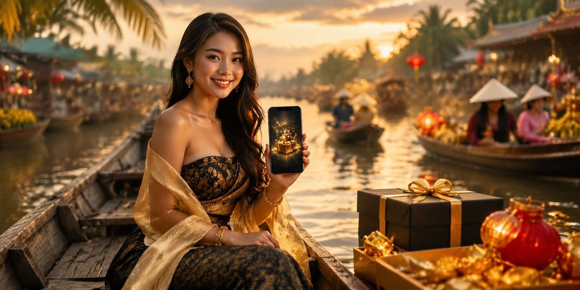 Người dùng tại vùng Mekong tham gia trò chơi casino trực tuyến qua điện thoại trong không khí lễ hội sông nước